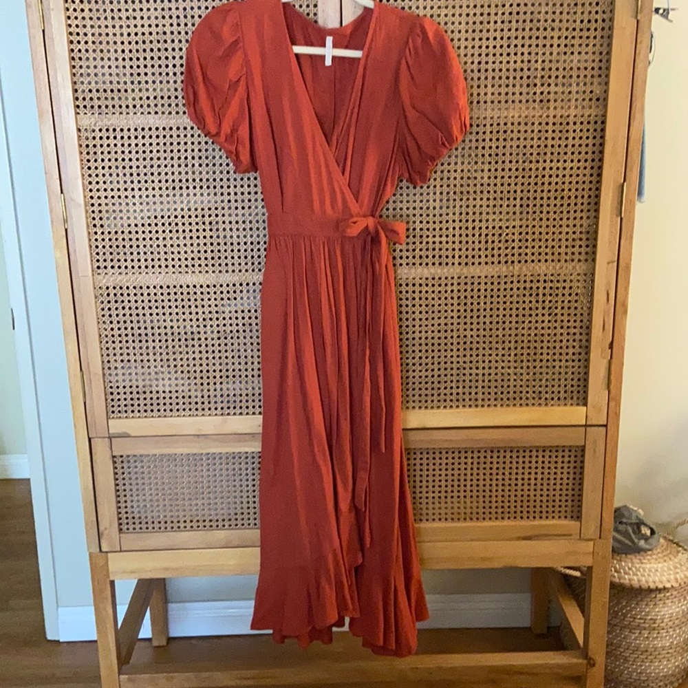 Urban Outfitters puff sleeve wrap dress